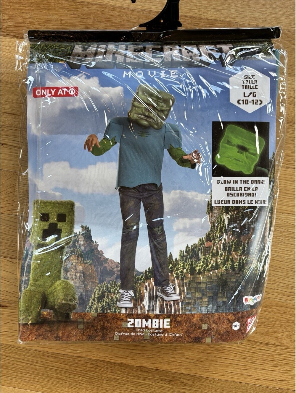 Minecraft Movie Zombie Child Costume Large 10-12 Glow in Dark Mask Target New